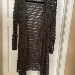 Faux suede open weave duster.